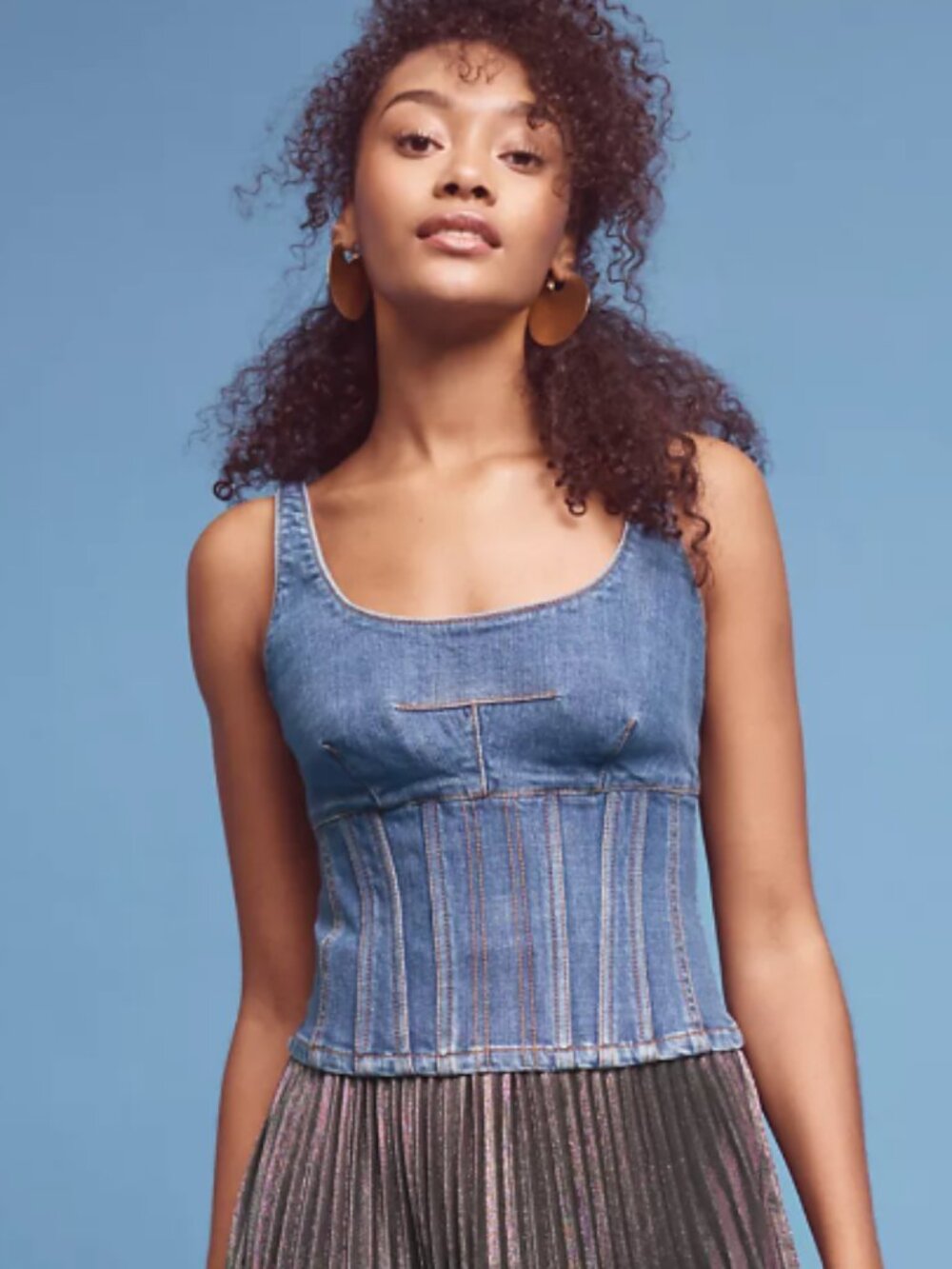 Anthropologie Maeve Denim Corset Cami Size 8